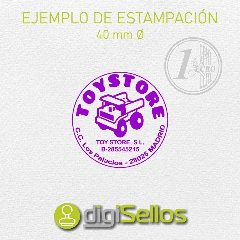 Esempio di impronta del timbro 40 mm Ø