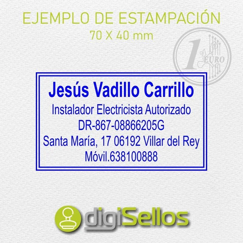 Exemple d'empreinte de tampon 70x40 mm