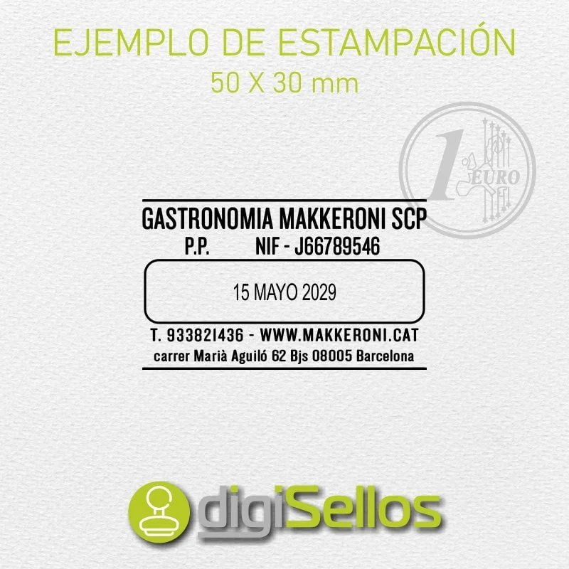 Example date stamp printing 50x30 mm