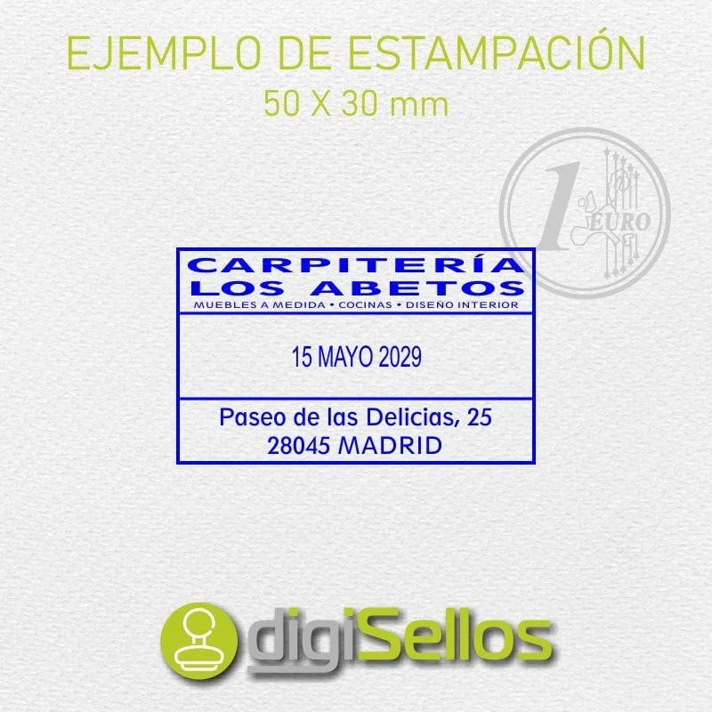 Example date stamp printing 50x30 mm