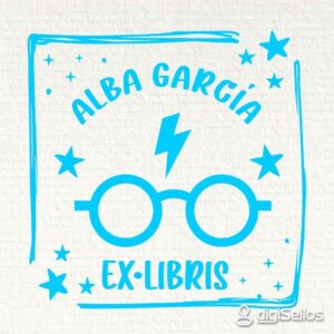 Sello ex libris gafas harry potter
