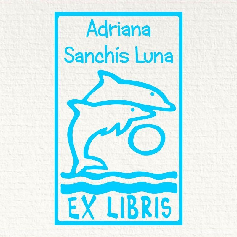 ex-libris-pareja-delfines Sello ex libris pareja delfines