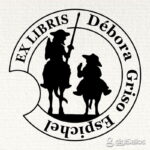 Sello ex libris don quijote y sancho panza