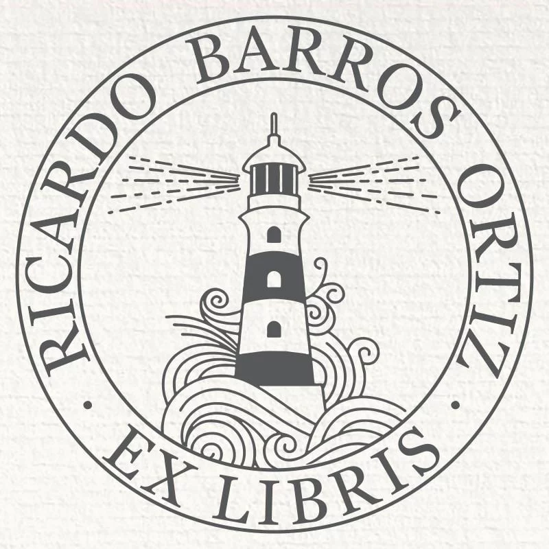 ex-libris-lighthouse-illuminating Bookplate stamp lighthouse illuminating