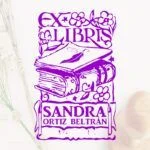 Prenota timbro ex libris con fiori