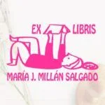 Timbro ex libris ragazza sdraiata