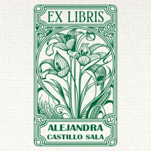 Sello ex libris lirio de agua