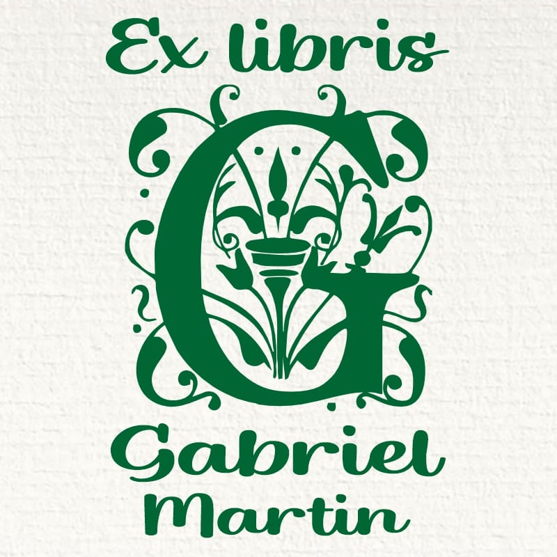 sello-ex-libris-inicial-g-con-nombre Sello ex libris inicial g con nombre personalizado