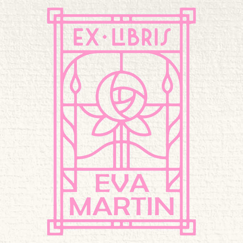 sello-ex-libris-rosa-enmarcada Sello ex libris rosa enmarcada